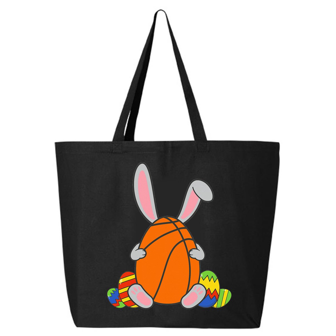 Happy Easter Basketball Bunny Ears Funny Egg 25L Jumbo Tote