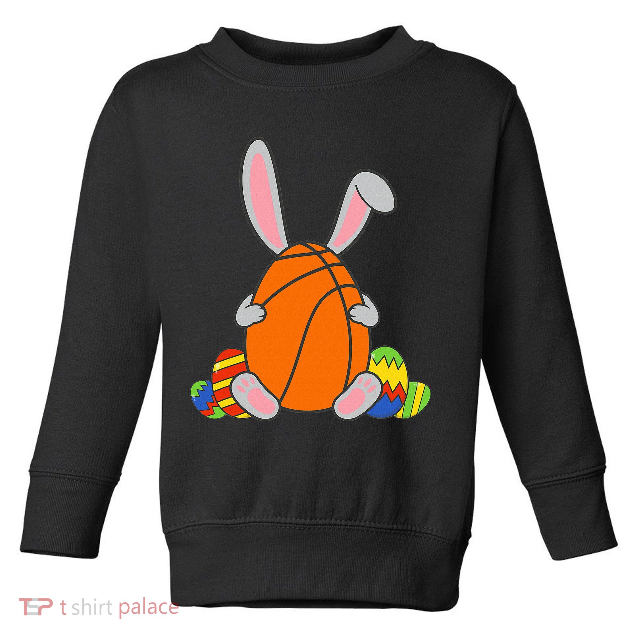 Happy Easter Basketball Bunny Ears Funny Egg Toddler Sweatshirt