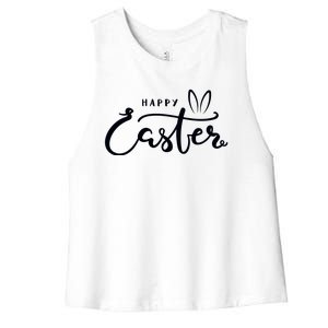 Happy Easter Bunny Ears Women's Racerback Cropped Tank