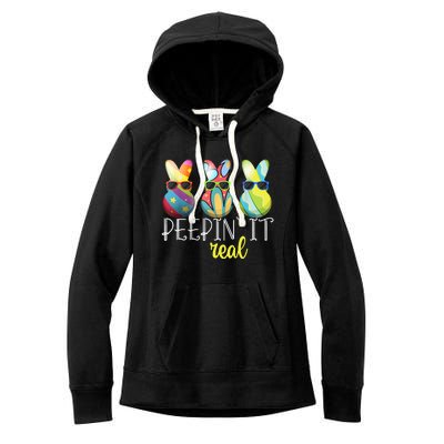 Happy Easter Bunny Egg Hunt Funny Easter Day Peepin' It Real Women's Fleece Hoodie