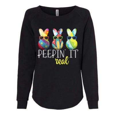 Happy Easter Bunny Egg Hunt Funny Easter Day Peepin' It Real Womens California Wash Sweatshirt