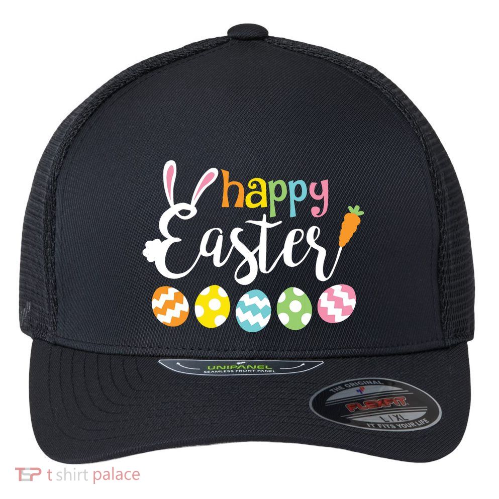 Happy Easter Bunny Rabbit Face Funny Easter Day Flexfit Unipanel Trucker Cap