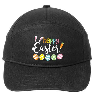 Happy Easter Bunny Rabbit Face Funny Easter Day 7-Panel Snapback Hat