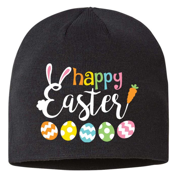 Happy Easter Bunny Rabbit Face Funny Easter Day Sustainable Beanie