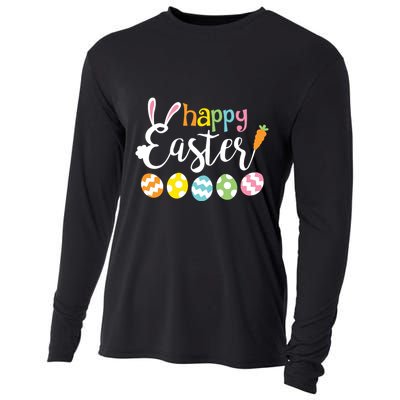 Happy Easter Bunny Rabbit Face Funny Easter Day Cooling Performance Long Sleeve Crew