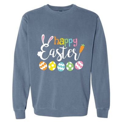 Happy Easter Bunny Rabbit Face Funny Easter Day Garment-Dyed Sweatshirt