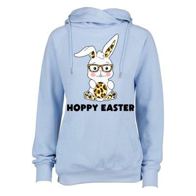 Hoppy Easter Bunny Cute Holiday Womens Funnel Neck Pullover Hood