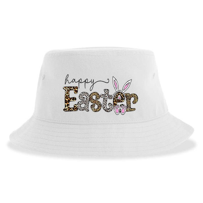 Happy Easter Bunny Rabbit Face Funny Easter Day Sustainable Bucket Hat