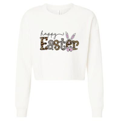 Happy Easter Bunny Rabbit Face Funny Easter Day Cropped Pullover Crew