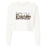 Happy Easter Bunny Rabbit Face Funny Easter Day Cropped Pullover Crew