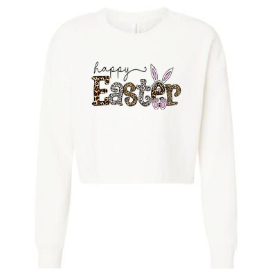 Happy Easter Bunny Rabbit Face Funny Easter Day Cropped Pullover Crew