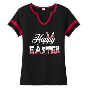 Happy Easter Bunny Easter Egg Hunt Squad Easter Day Ladies Halftime Notch Neck Tee