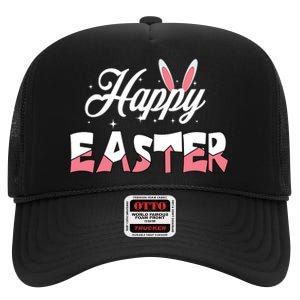 Happy Easter Bunny Easter Egg Hunt Squad Easter Day High Crown Mesh Back Trucker Hat