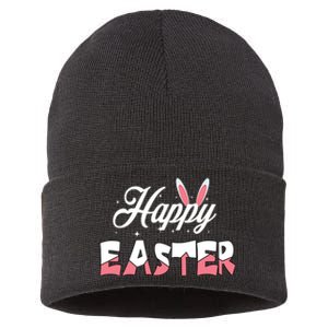 Happy Easter Bunny Easter Egg Hunt Squad Easter Day Sustainable Knit Beanie