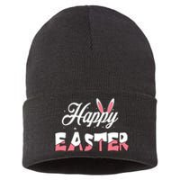 Happy Easter Bunny Easter Egg Hunt Squad Easter Day Sustainable Knit Beanie