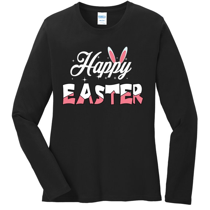 Happy Easter Bunny Easter Egg Hunt Squad Easter Day Ladies Long Sleeve Shirt