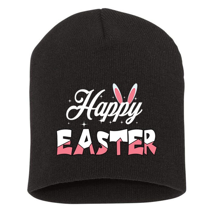 Happy Easter Bunny Easter Egg Hunt Squad Easter Day Short Acrylic Beanie