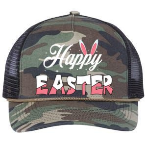 Happy Easter Bunny Easter Egg Hunt Squad Easter Day Retro Rope Trucker Hat Cap