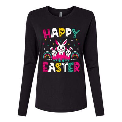 Happy Easter Bunny Easter Egg Hunt Squad Easter Day Womens Cotton Relaxed Long Sleeve T-Shirt