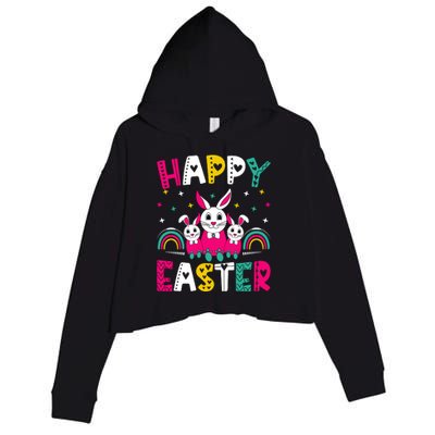 Happy Easter Bunny Easter Egg Hunt Squad Easter Day Crop Fleece Hoodie