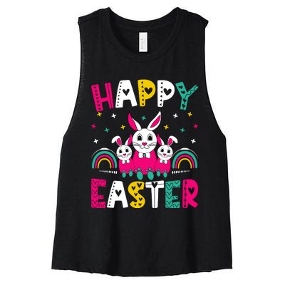 Happy Easter Bunny Easter Egg Hunt Squad Easter Day Women's Racerback Cropped Tank