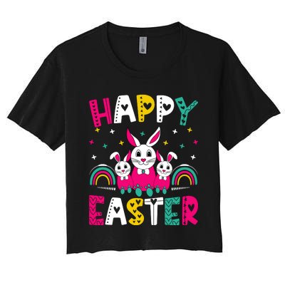 Happy Easter Bunny Easter Egg Hunt Squad Easter Day Women's Crop Top Tee