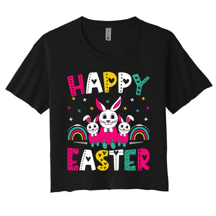 Happy Easter Bunny Easter Egg Hunt Squad Easter Day Women's Crop Top Tee