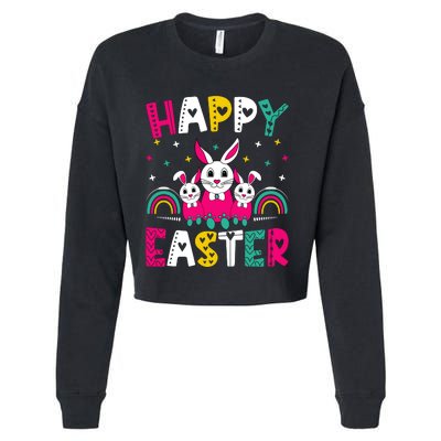 Happy Easter Bunny Easter Egg Hunt Squad Easter Day Cropped Pullover Crew