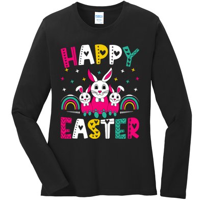 Happy Easter Bunny Easter Egg Hunt Squad Easter Day Ladies Long Sleeve Shirt