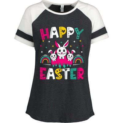 Happy Easter Bunny Easter Egg Hunt Squad Easter Day Enza Ladies Jersey Colorblock Tee