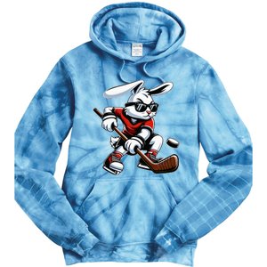 Happy Easter Bunny Playing Hockey Easter Sport Tie Dye Hoodie