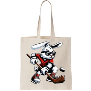 Happy Easter Bunny Playing Hockey Easter Sport Tote Bag