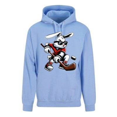 Happy Easter Bunny Playing Hockey Easter Sport Unisex Surf Hoodie