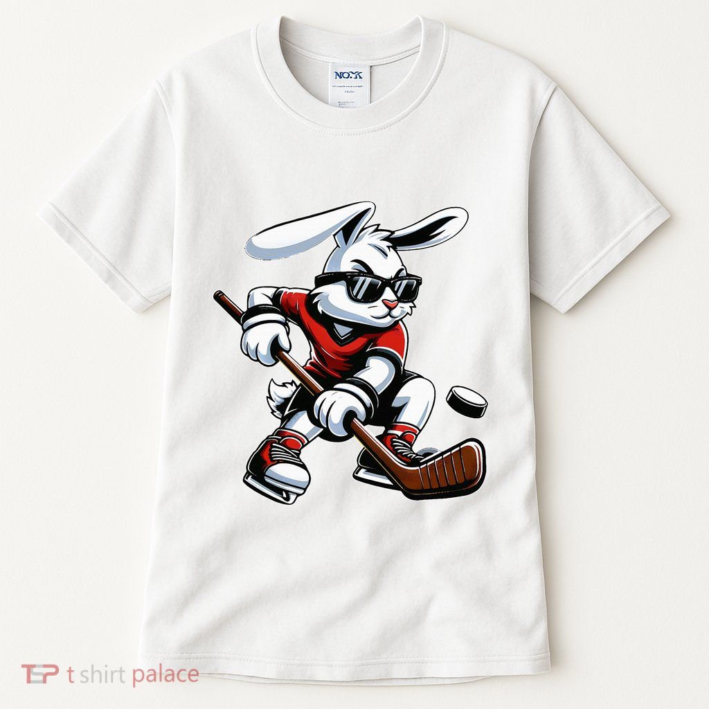 Happy Easter Bunny Playing Hockey Easter Sport Tall T-Shirt