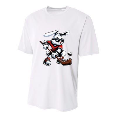 Happy Easter Bunny Playing Hockey Easter Sport Youth Performance Sprint T-Shirt