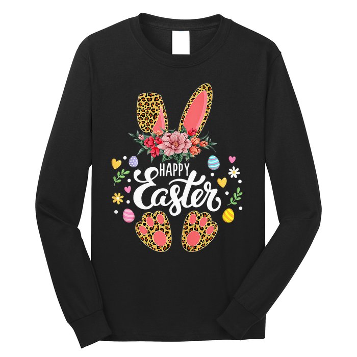 Happy Easter Bunny Leopard Easter Egg Hunt Squad Easter Day Long Sleeve Shirt