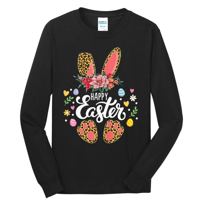 Happy Easter Bunny Leopard Easter Egg Hunt Squad Easter Day Tall Long Sleeve T-Shirt