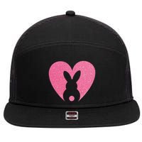 Heart Easter Bunny 7 Panel Mesh Trucker Snapback Hat