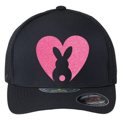 Heart Easter Bunny Flexfit Unipanel Trucker Cap