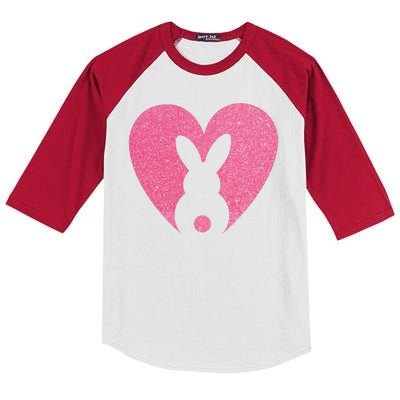 Heart Easter Bunny Kids Colorblock Raglan Jersey