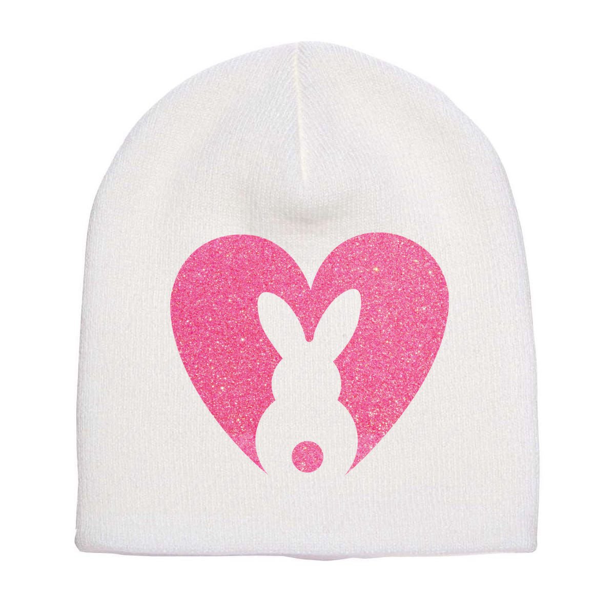 Heart Easter Bunny Short Acrylic Beanie