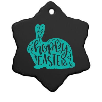 Hoppy Easter Bunny Rabbit Pretty Script Mom Teacher Ceramic Star Ornament