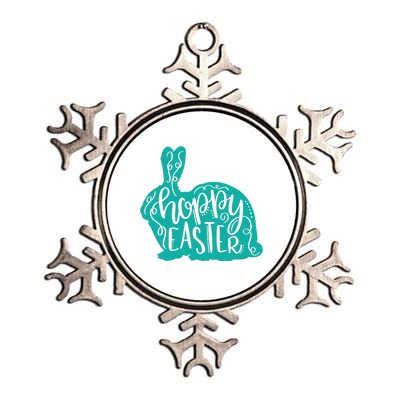 Hoppy Easter Bunny Rabbit Pretty Script Mom Teacher Metallic Star Ornament