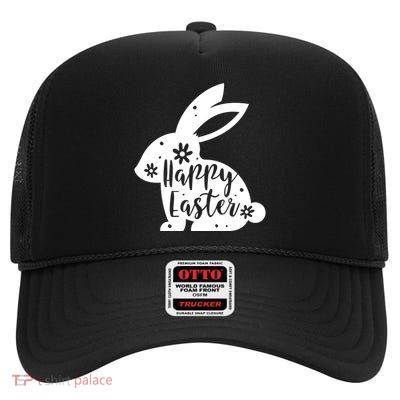 Happy Easter Bunny Gift High Crown Mesh Back Trucker Hat