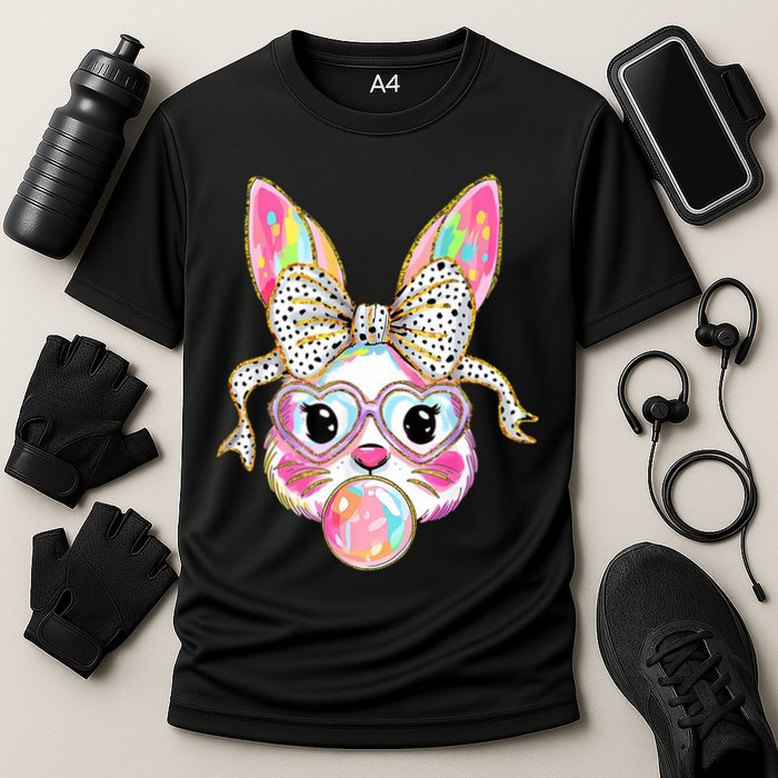 Happy Easter Bunny Coquette Bow Easter Cooling Performance Crew T-Shirt
