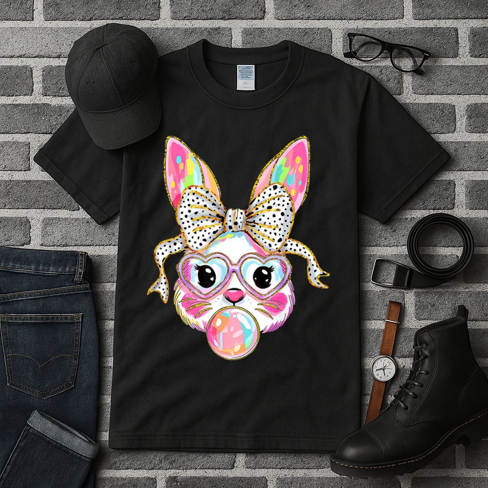 Happy Easter Bunny Coquette Bow Easter Tall T-Shirt