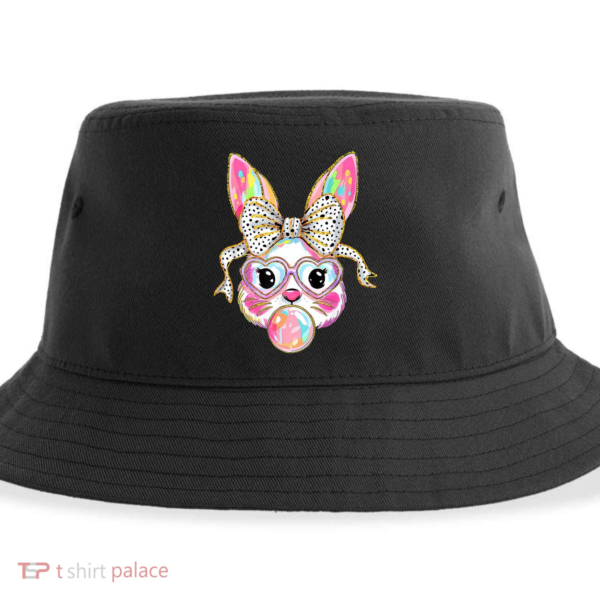 Happy Easter Bunny Coquette Bow Easter Sustainable Bucket Hat