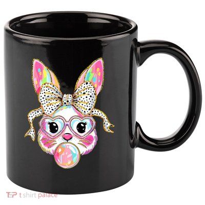 Happy Easter Bunny Coquette Bow Easter 11oz C Handle Ceramic Mug