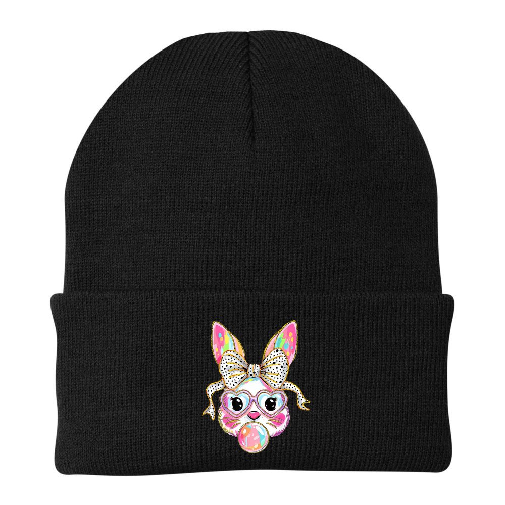 Happy Easter Bunny Coquette Bow Easter Beanie