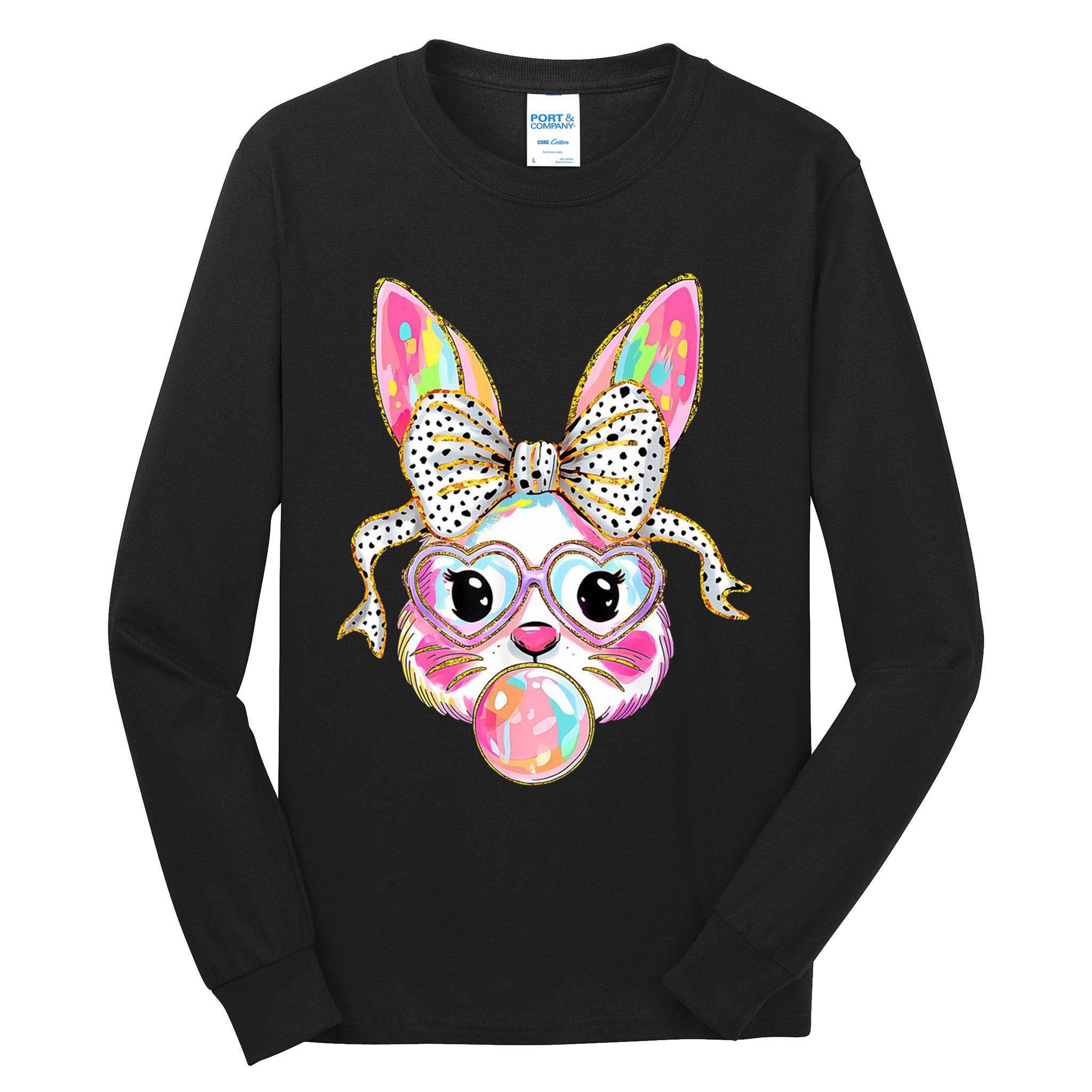 Happy Easter Bunny Coquette Bow Easter Tall Long Sleeve T-Shirt